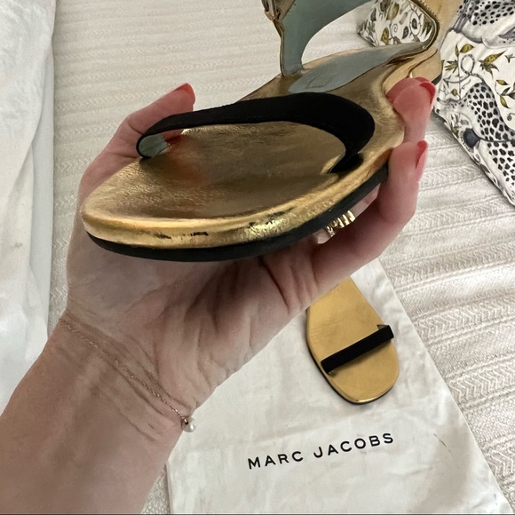 Marc Jacobs Black and Gold Sandals Size 37 - Picture 5 of 9